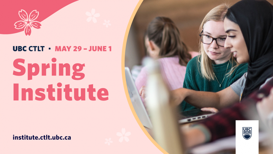 UBC CTLT Spring Institute, May 29 to June 1, institute.ctlt.ubc.ca